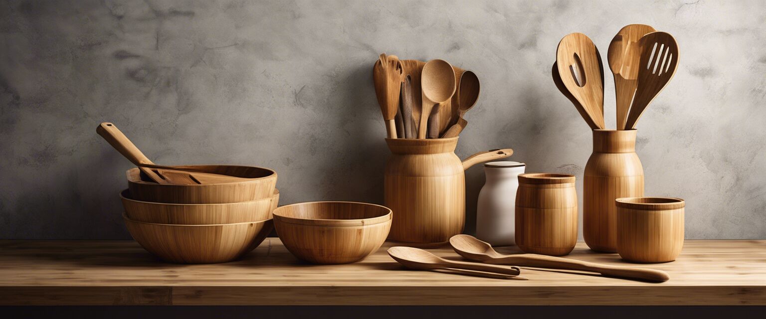 Bamboo kitchen utensil set