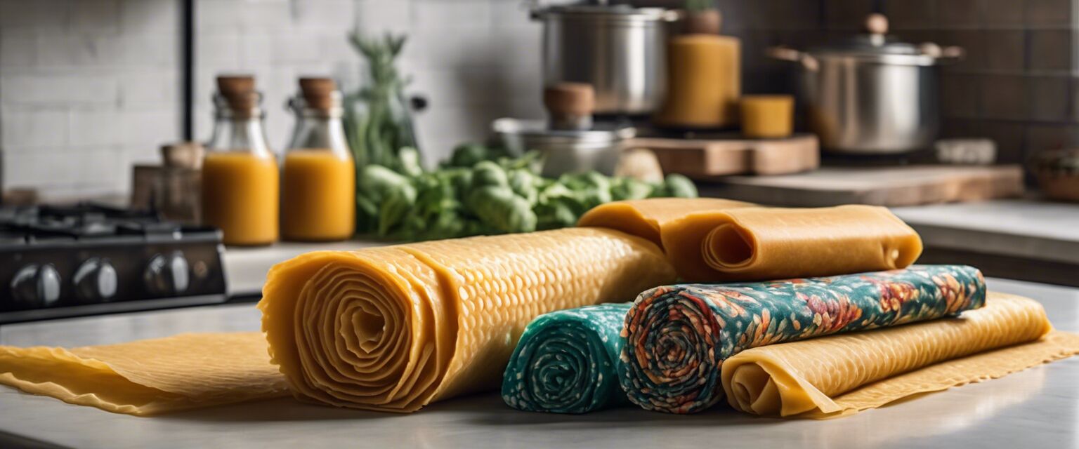 Colorful beeswax wraps for food storage.