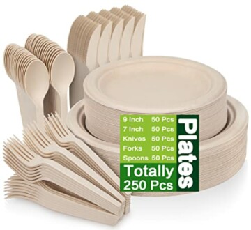 Unves Compostable Paper Plates Set