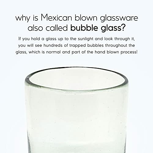 Mexican blown glassware with trapped bubbles explanation.