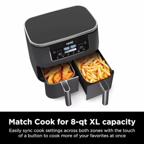 Ninja dual-zone air fryer with fries and chicken